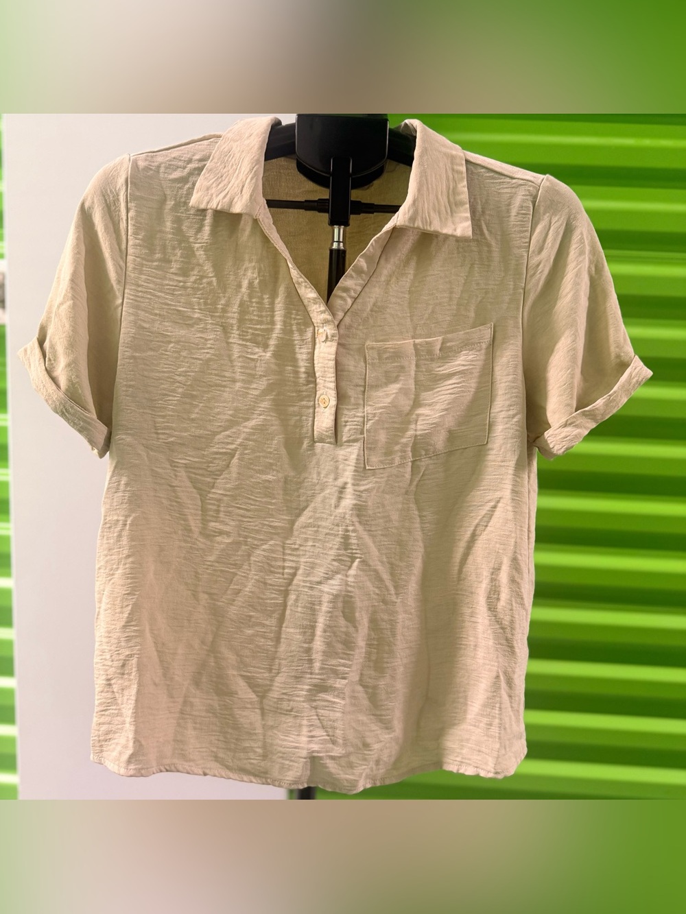 Women’s Casual Button Polo Shirt - Cream